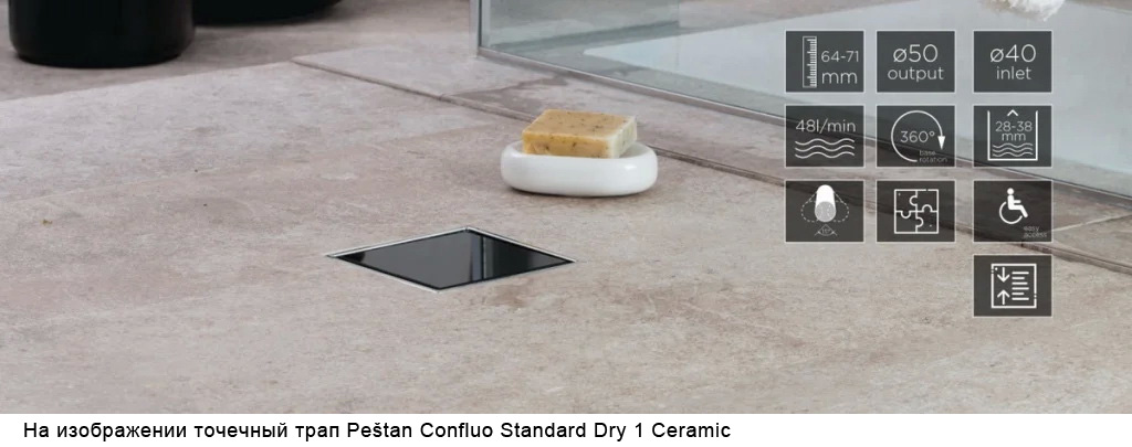 точечный трап Peštan Confluo Standard Dry 1 Ceramic