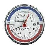Термоманометр аксиальный Gappo НР1/2" Ø80 6 бар 0-120℃